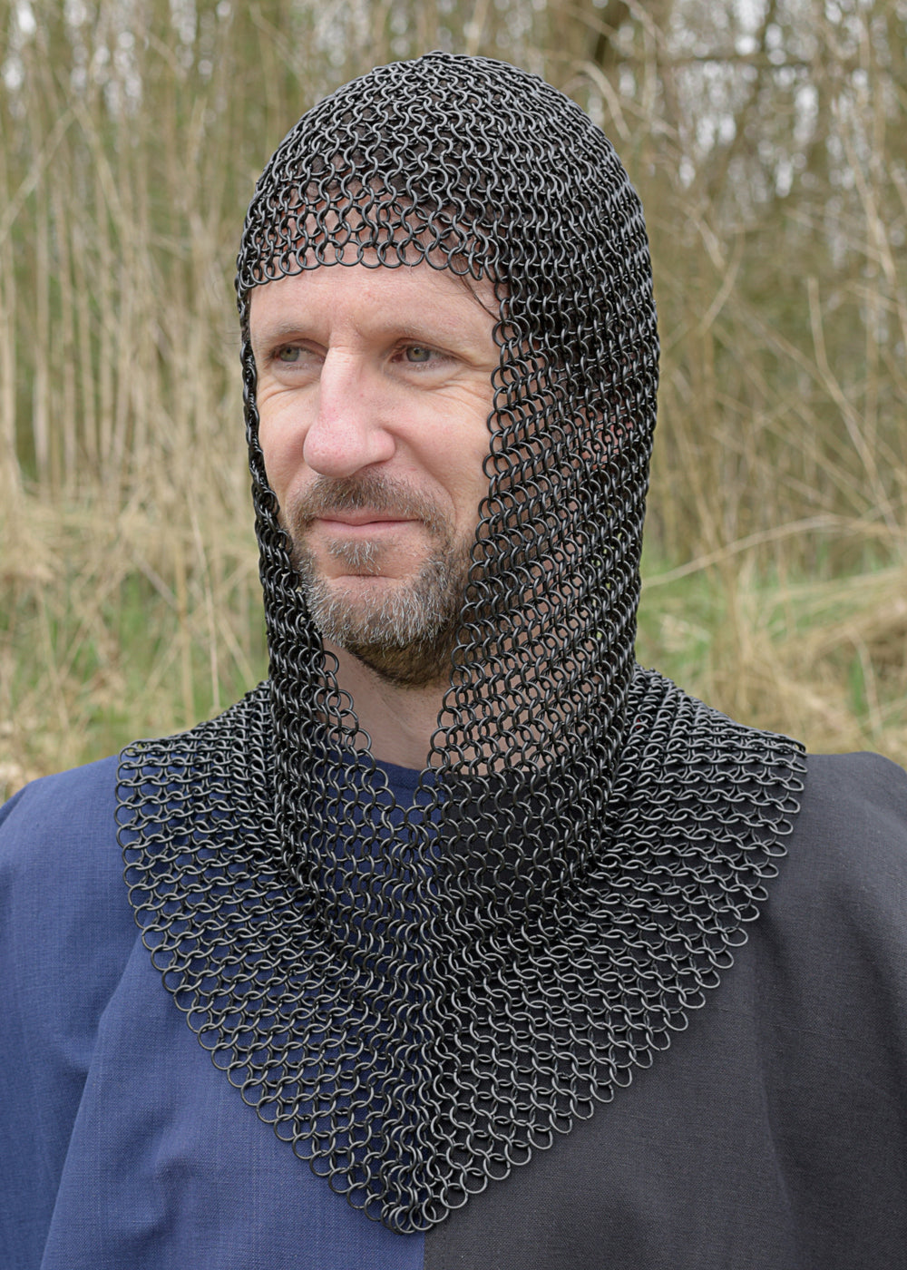 Kettenhaube mit V-Ausschnitt aus verzinktem Stahl oder brüniert – ID 9 mm