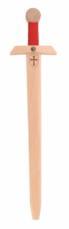 Tempelritter-Holzschwert mit Brandprägung – 50 cm oder 66 cm | Holzschwert für kleine Ritter