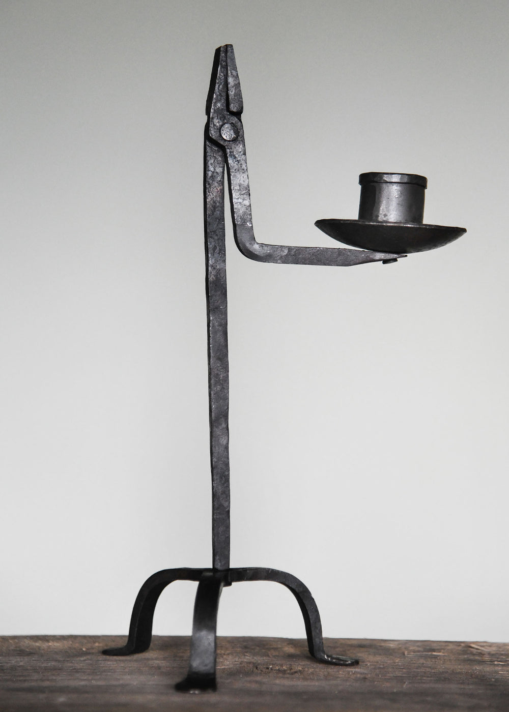 Mittelalterlicher Kienspanhalter / Kerzenhalter, handgeschmiedet