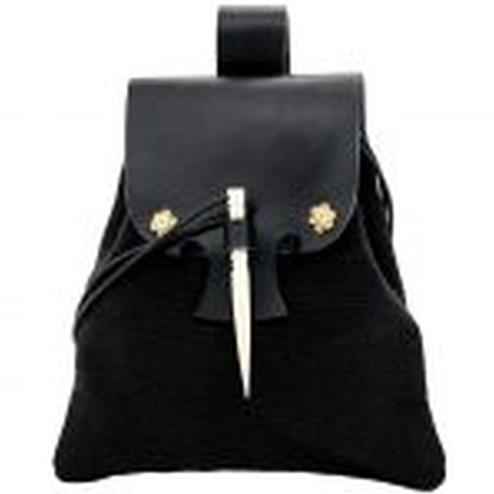 Mittelalterliche Baumwolltasche mit Lederklappe
