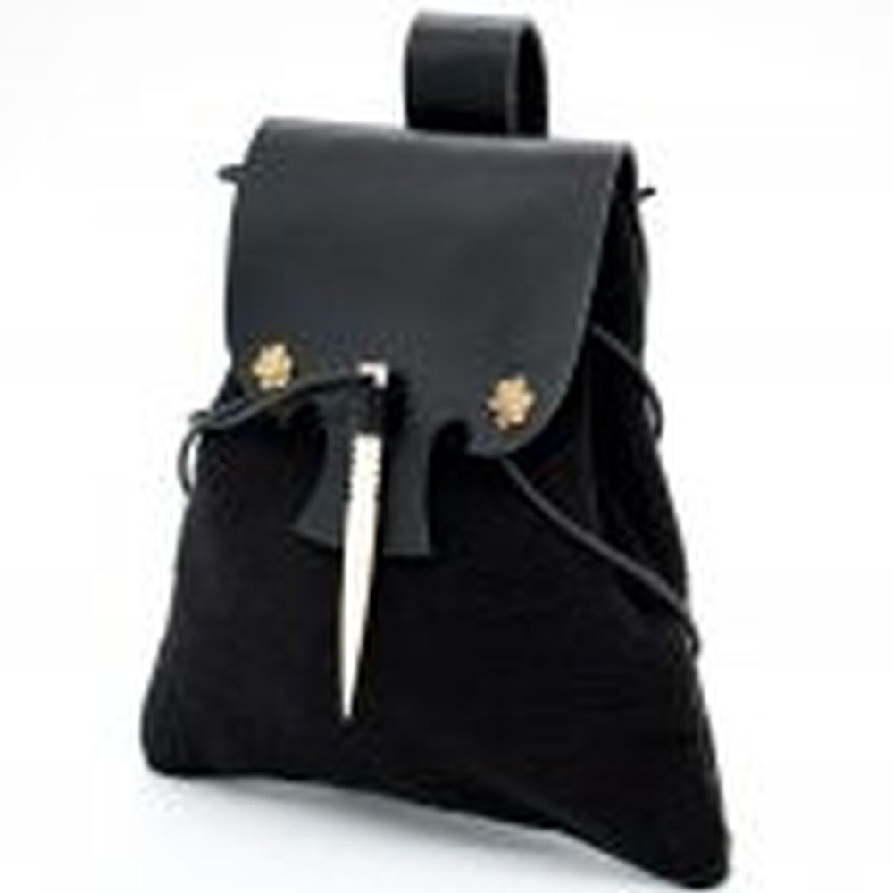 Mittelalterliche Baumwolltasche mit Lederklappe