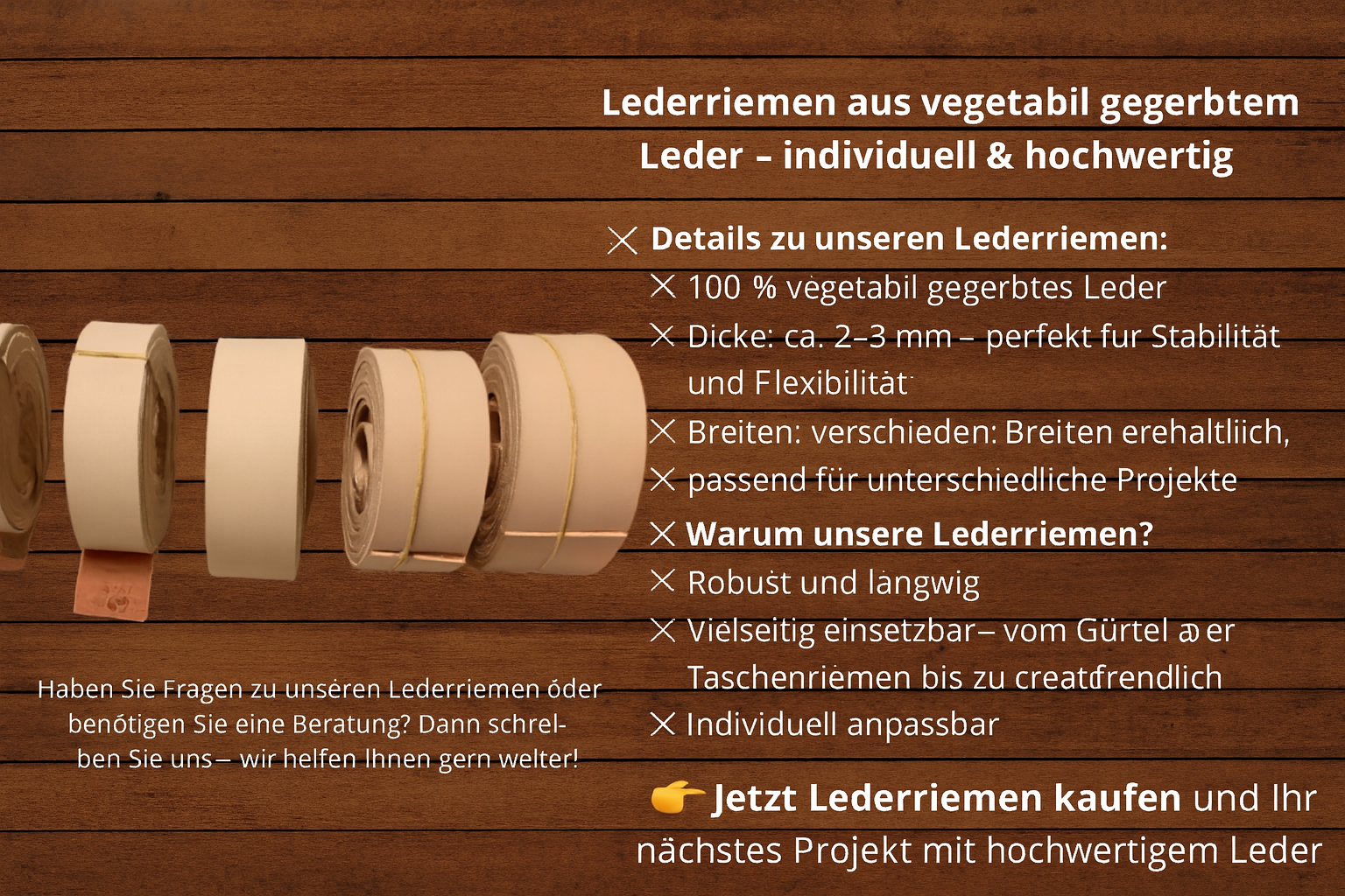 Lederriemen aus vegetabil gegerbtem Leder – individuell & hochwertig