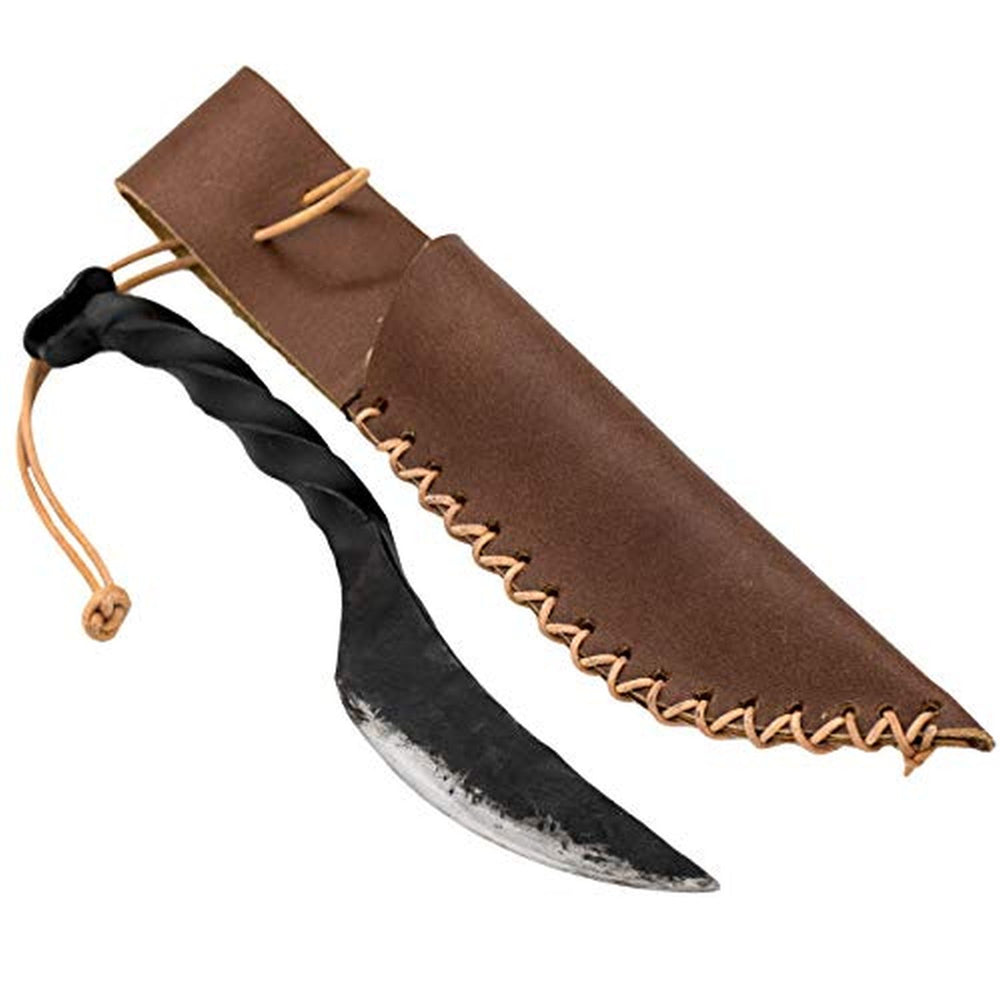 Kleines handgeschmiedetes Messer mit tordiertem Griff – inkl. Lederscheide