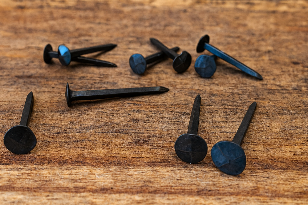 Gebläute Schmiedenägel für Schildbau & Mittelalter Handwerk – 20–70 mm, 4-schlägiger Kopf