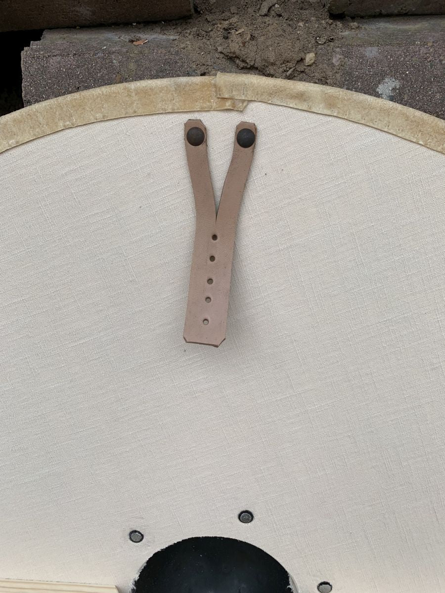 Rundschild aus Pappelholz 12 mm – mit Griff, Leinen & Rohhaut | 35–100 cm