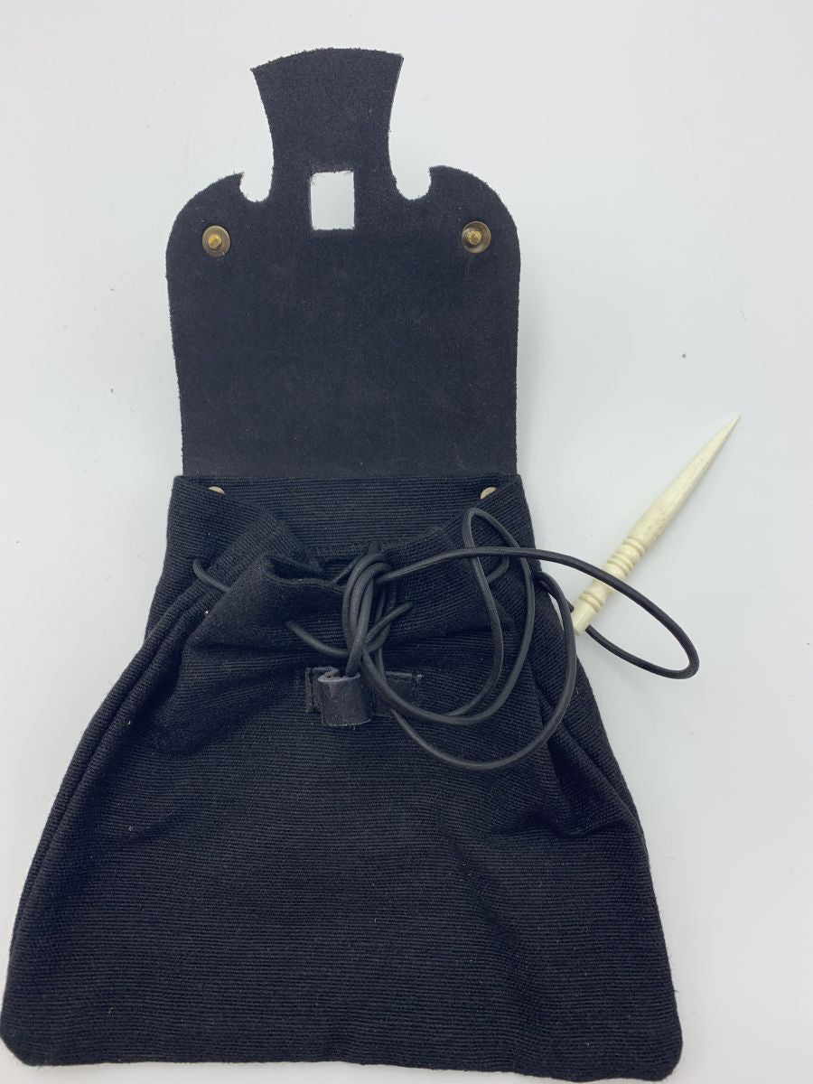 Mittelalter Gürteltasche ⚔️ Baumwollstoff & Leder mit Hornverschluss ⚔️ LARP & Reenactment