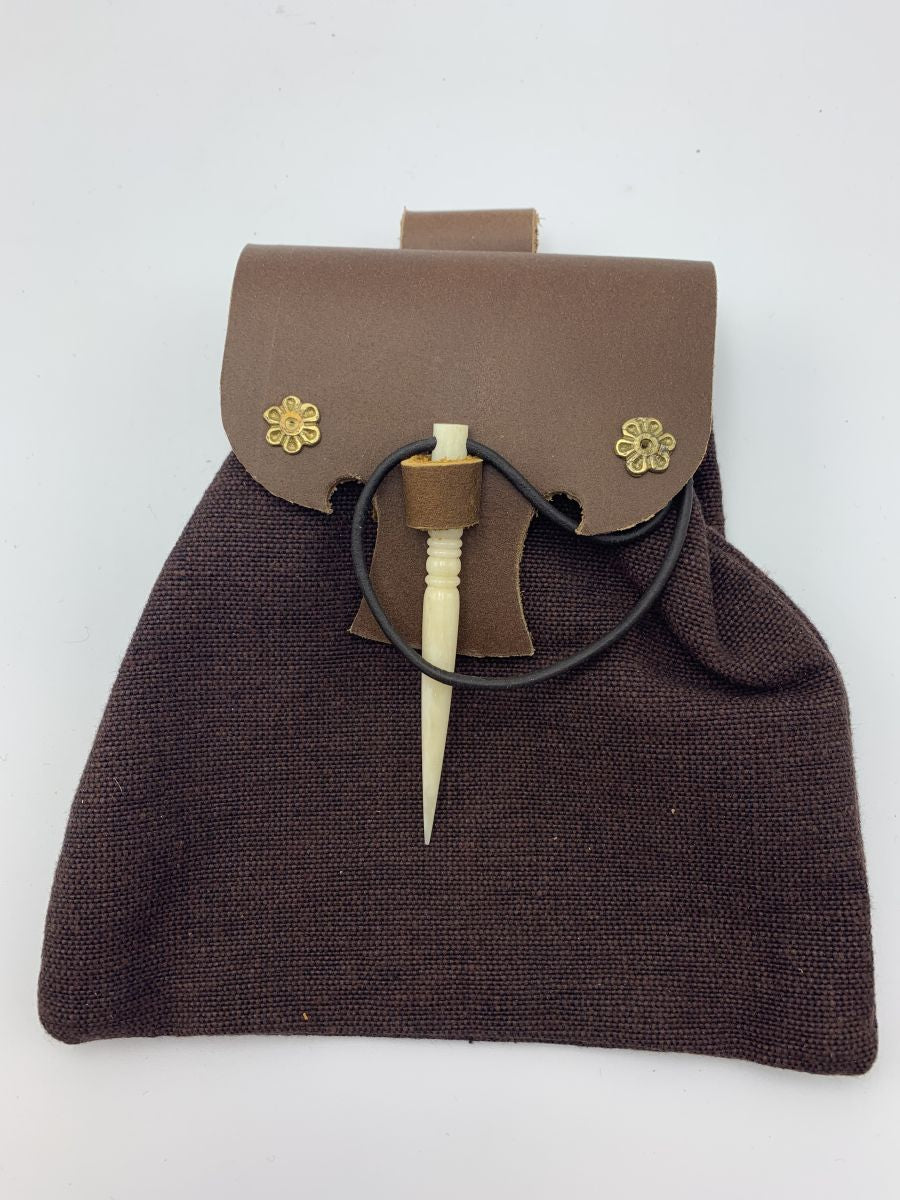 Mittelalterliche Baumwolltasche mit Lederklappe