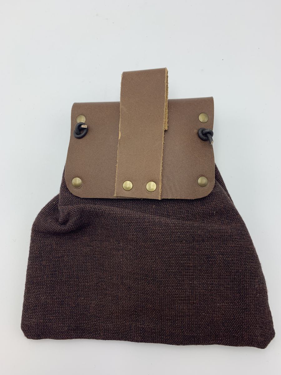 Mittelalter Gürteltasche ⚔️ Baumwollstoff & Leder mit Hornverschluss ⚔️ LARP & Reenactment