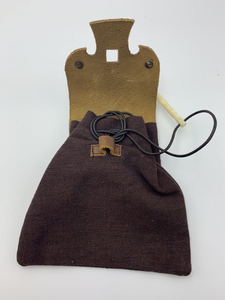 Mittelalter Gürteltasche ⚔️ Baumwollstoff & Leder mit Hornverschluss ⚔️ LARP & Reenactment