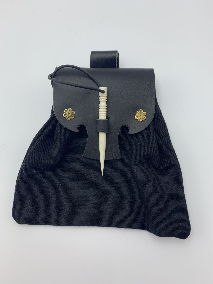 Mittelalterliche Baumwolltasche mit Lederklappe
