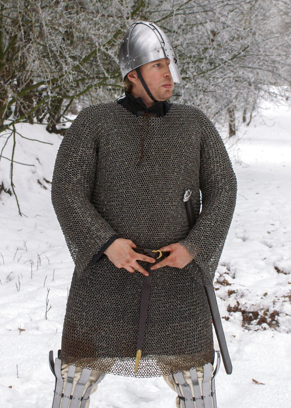 Kettenhemd Hauberk, vernietet und gestanzt, ID 6 mm