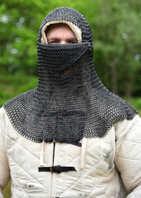 Kettenhaube mit dreieckigem Mundschutz, ID8mm, brüniert