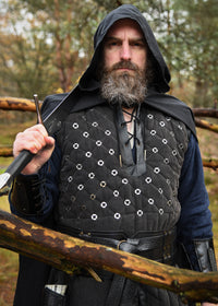 Ärmelloser Gambeson mit handgefertigen Details, schwarz