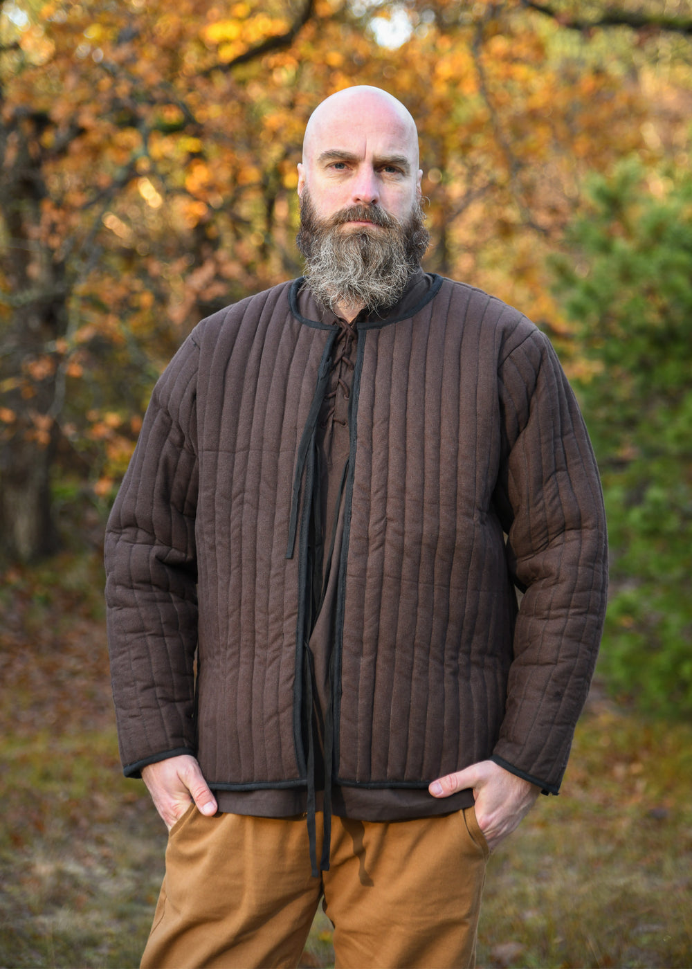 Wattierte Jacke, braun - schwarz