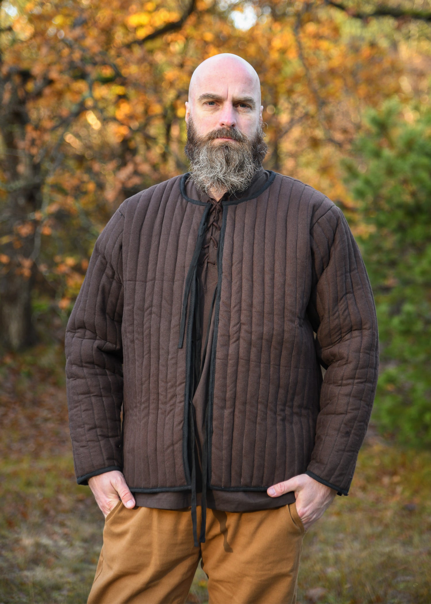 Wattierte Jacke, braun - schwarz