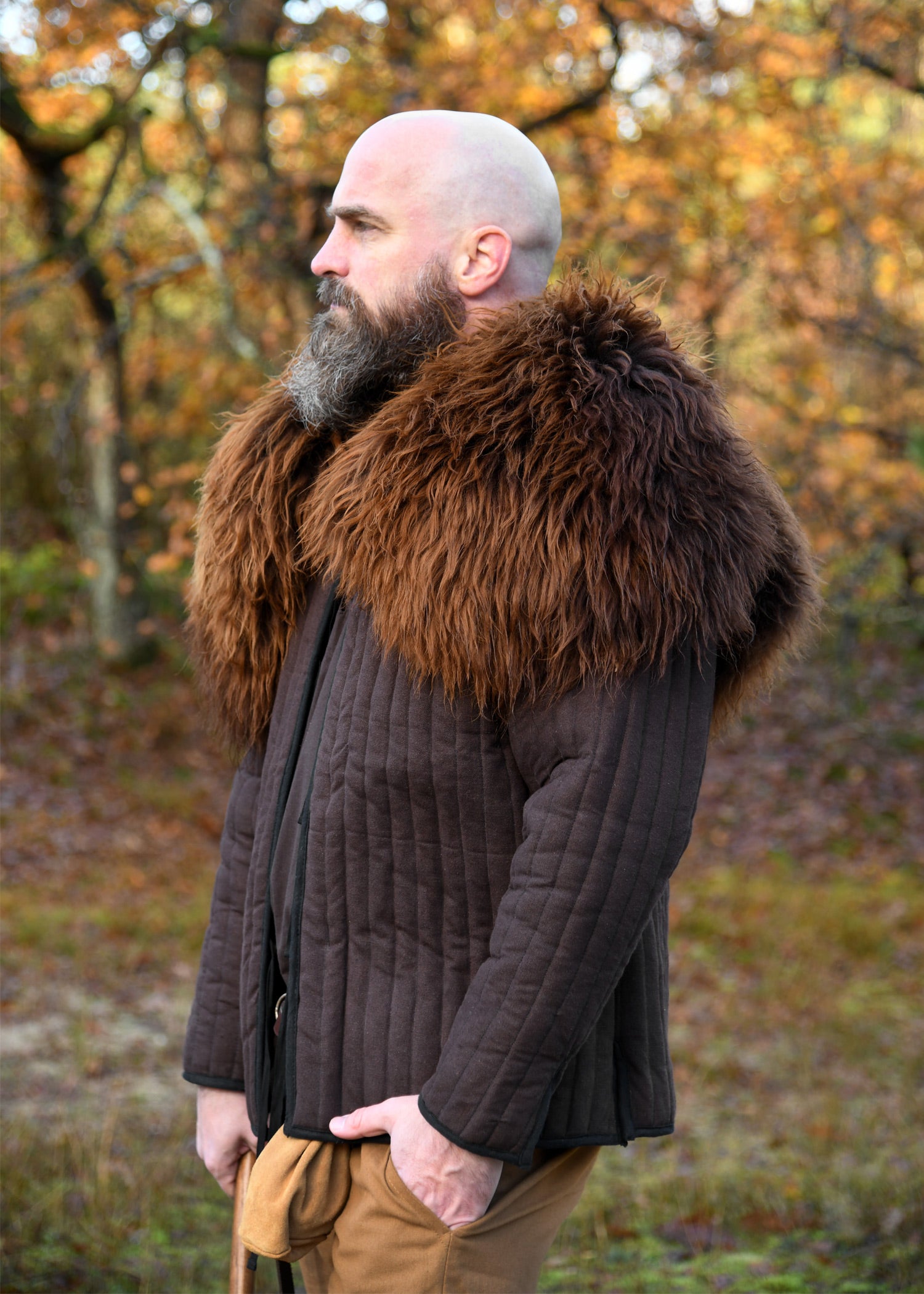 Wattierte Jacke, braun - schwarz