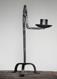 Mittelalterlicher Kienspanhalter / Kerzenhalter, handgeschmiedet