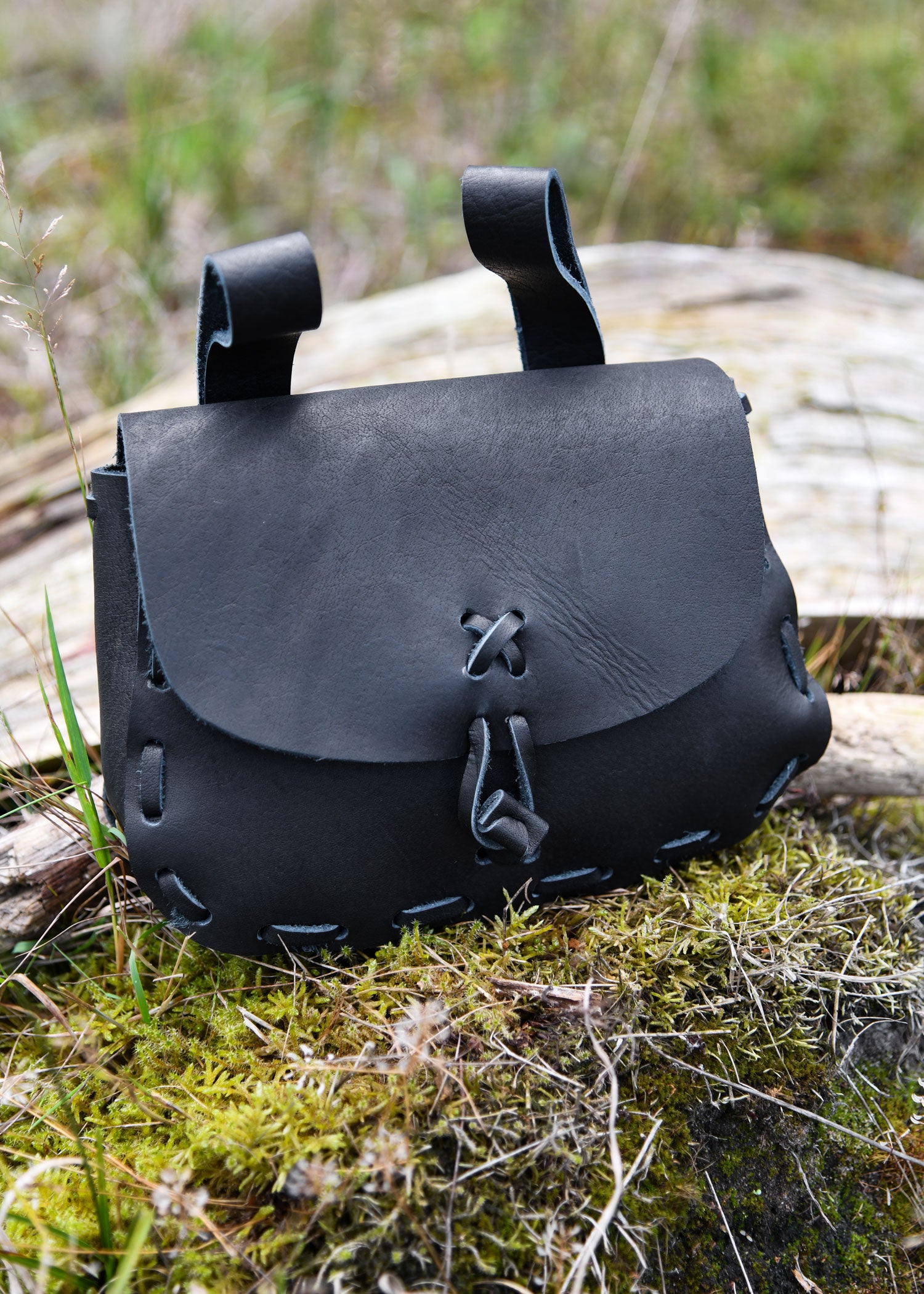Mittelalter-Ledertasche, Schwarz