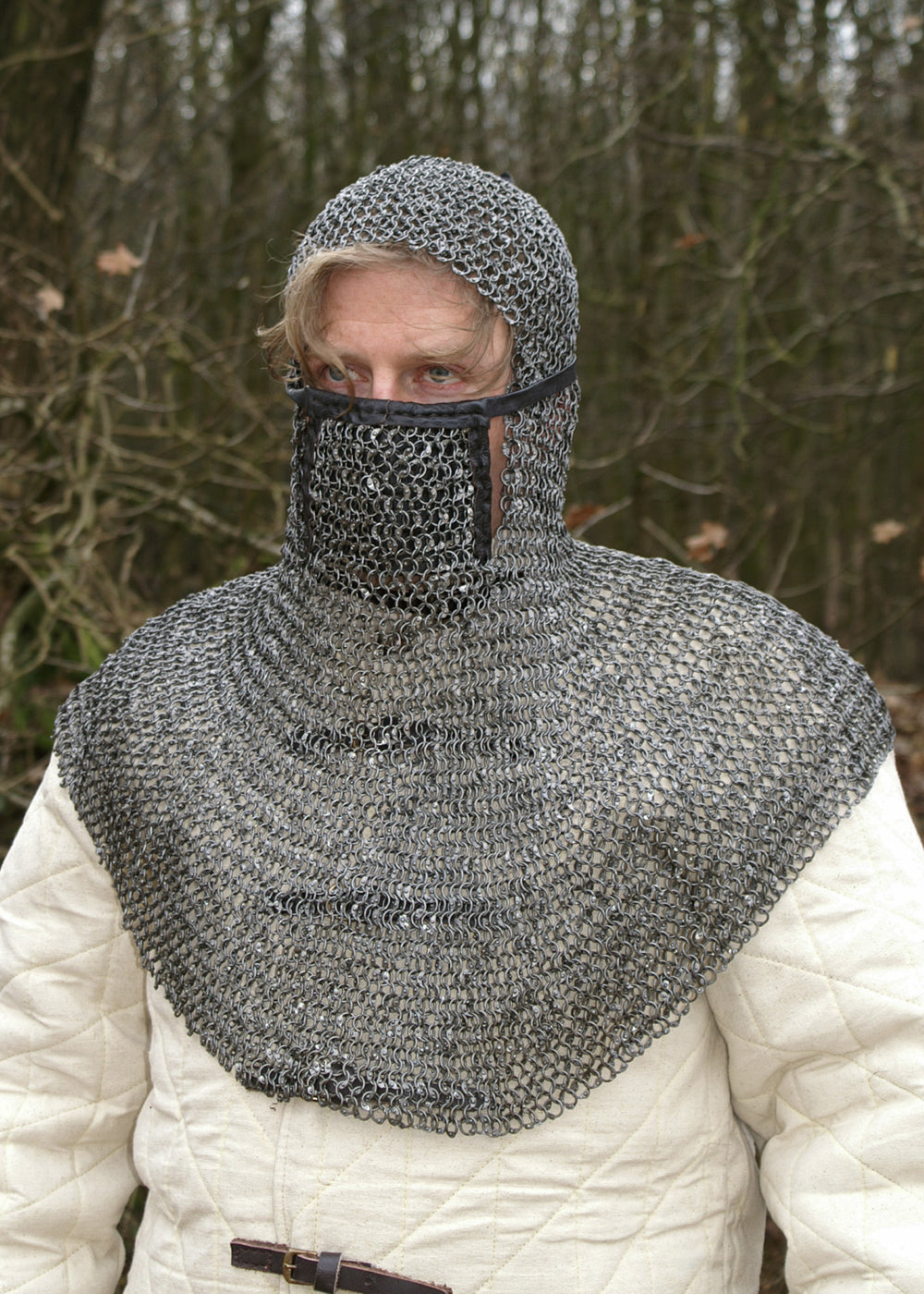 Kettenhaube mit quadratischem Mundschutz, ID8mm, Rundring vernietet